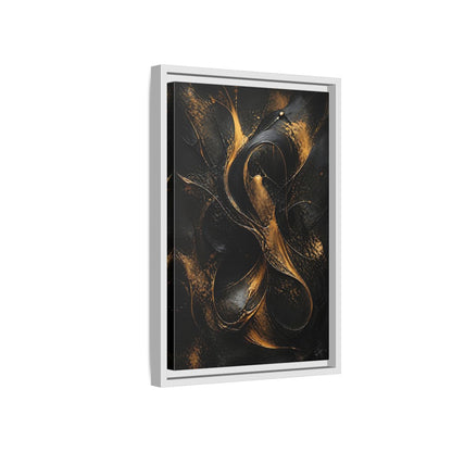 Side Mockup 4. Abstract Abstract Swirls Black And Gold Abstract shown as stretched canvas wall art