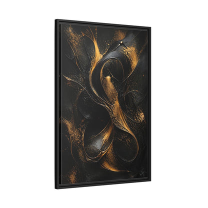 Side Mockup 13. Abstract Abstract Swirls Black And Gold Abstract shown as stretched canvas wall art