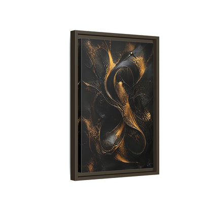 Side Mockup 5. Abstract Abstract Swirls Black And Gold Abstract shown as stretched canvas wall art