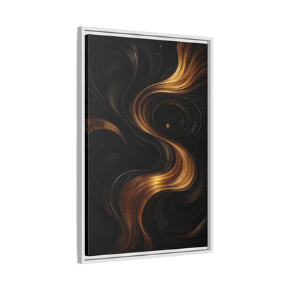 Side Mockup 10. Abstract Abstract Swirls Black And Gold Abstract shown as stretched canvas wall art