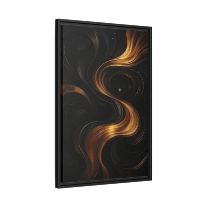 Side Mockup 14. Abstract Abstract Swirls Black And Gold Abstract shown as stretched canvas wall art