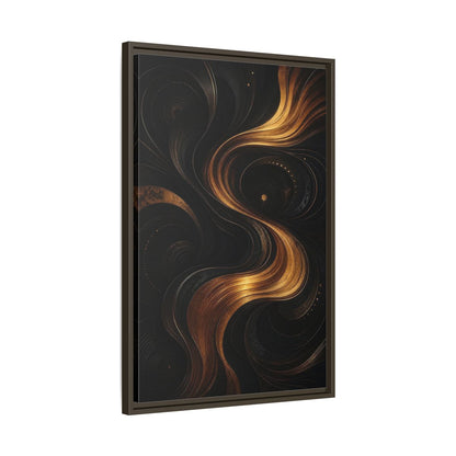 Side Mockup 11. Abstract Abstract Swirls Black And Gold Abstract shown as stretched canvas wall art