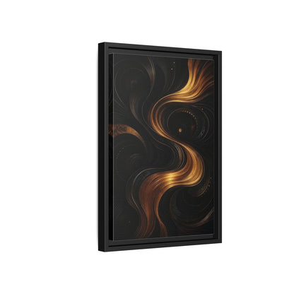 Side Mockup 6. Abstract Abstract Swirls Black And Gold Abstract shown as stretched canvas wall art