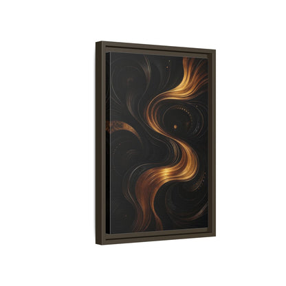 Side Mockup 5. Abstract Abstract Swirls Black And Gold Abstract shown as stretched canvas wall art