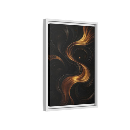 Side Mockup 4. Abstract Abstract Swirls Black And Gold Abstract shown as stretched canvas wall art