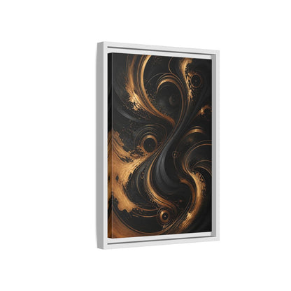 Side Mockup 4. Abstract Abstract Swirls Black And Gold Abstract shown as stretched canvas wall art