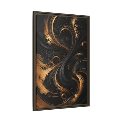 Side Mockup 11. Abstract Abstract Swirls Black And Gold Abstract shown as stretched canvas wall art