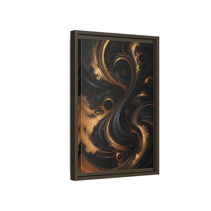 Side Mockup 5. Abstract Abstract Swirls Black And Gold Abstract shown as stretched canvas wall art