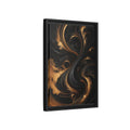 Side Mockup 6. Abstract Abstract Swirls Black And Gold Abstract shown as stretched canvas wall art