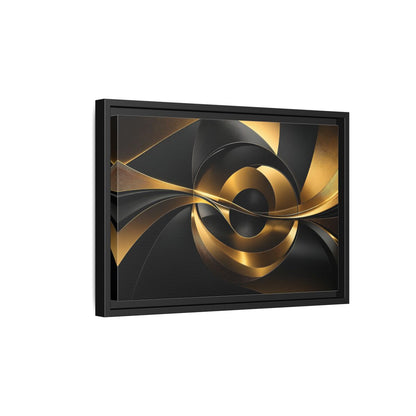 Side Mockup 6. Abstract Abstract Swirls Gold And Black shown as stretched canvas wall art
