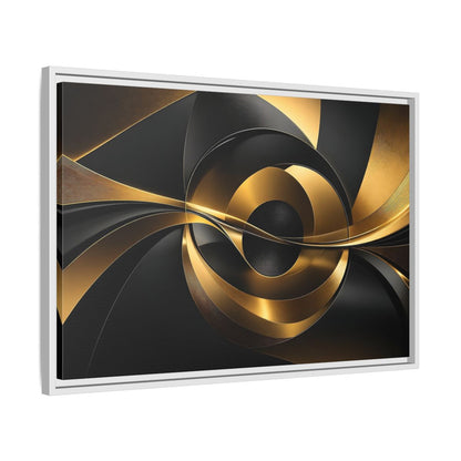 Side Mockup 10. Abstract Abstract Swirls Gold And Black shown as stretched canvas wall art