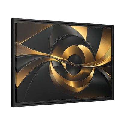Side Mockup 14. Abstract Abstract Swirls Gold And Black shown as stretched canvas wall art