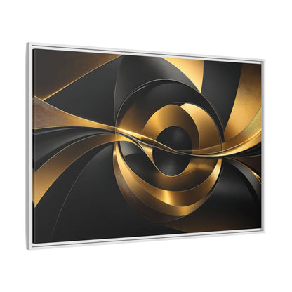 Side Mockup 7. Abstract Abstract Swirls Gold And Black shown as stretched canvas wall art