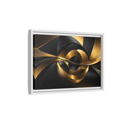 Side Mockup 4. Abstract Abstract Swirls Gold And Black shown as stretched canvas wall art