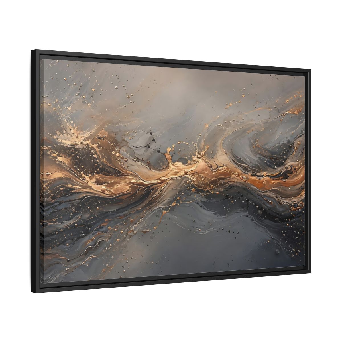 Side Mockup 13. Abstract Abstract Swirls Gold And Gray shown as stretched canvas wall art