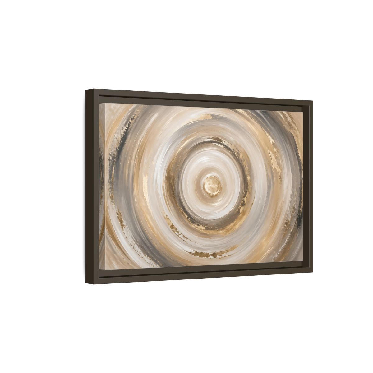 Side Mockup 5. Abstract Abstract Swirls Gold And Grey shown as stretched canvas wall art