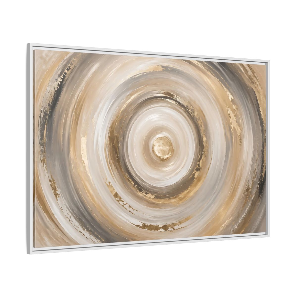 Side Mockup 7. Abstract Abstract Swirls Gold And Grey shown as stretched canvas wall art