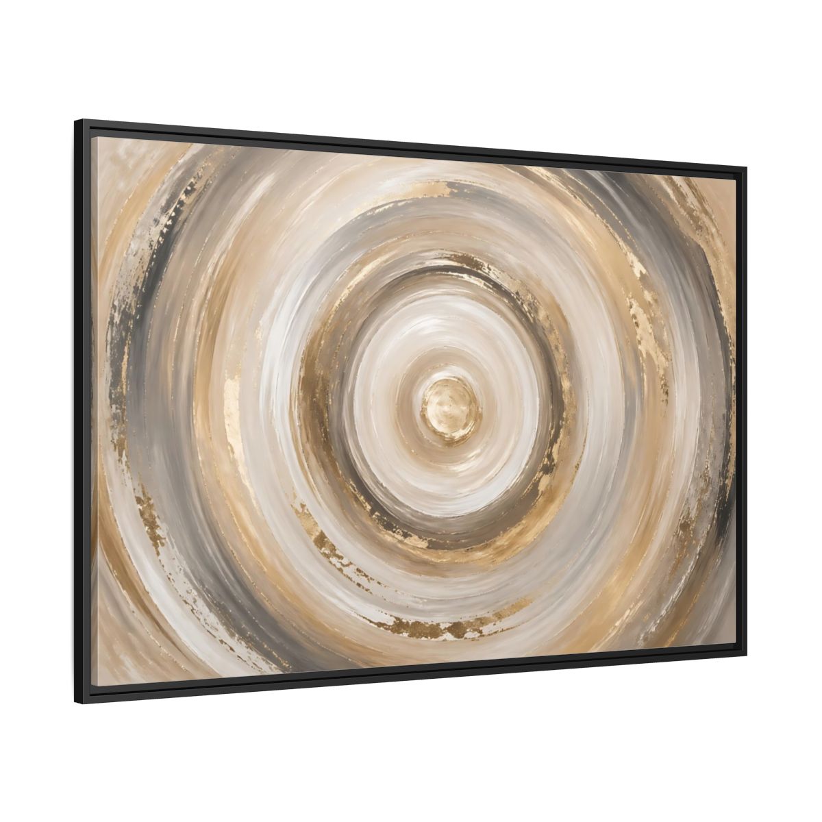 Side Mockup 12. Abstract Abstract Swirls Gold And Grey shown as stretched canvas wall art