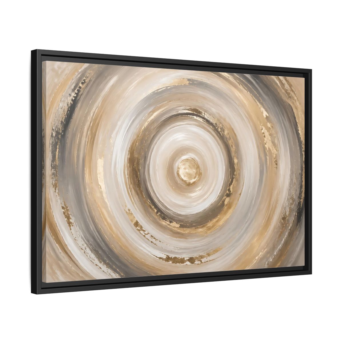 Side Mockup 14. Abstract Abstract Swirls Gold And Grey shown as stretched canvas wall art