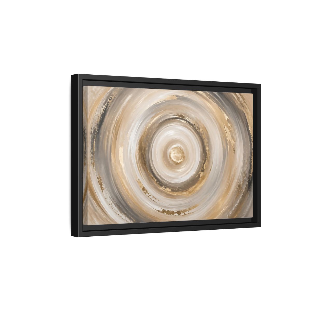 Side Mockup 6. Abstract Abstract Swirls Gold And Grey shown as stretched canvas wall art