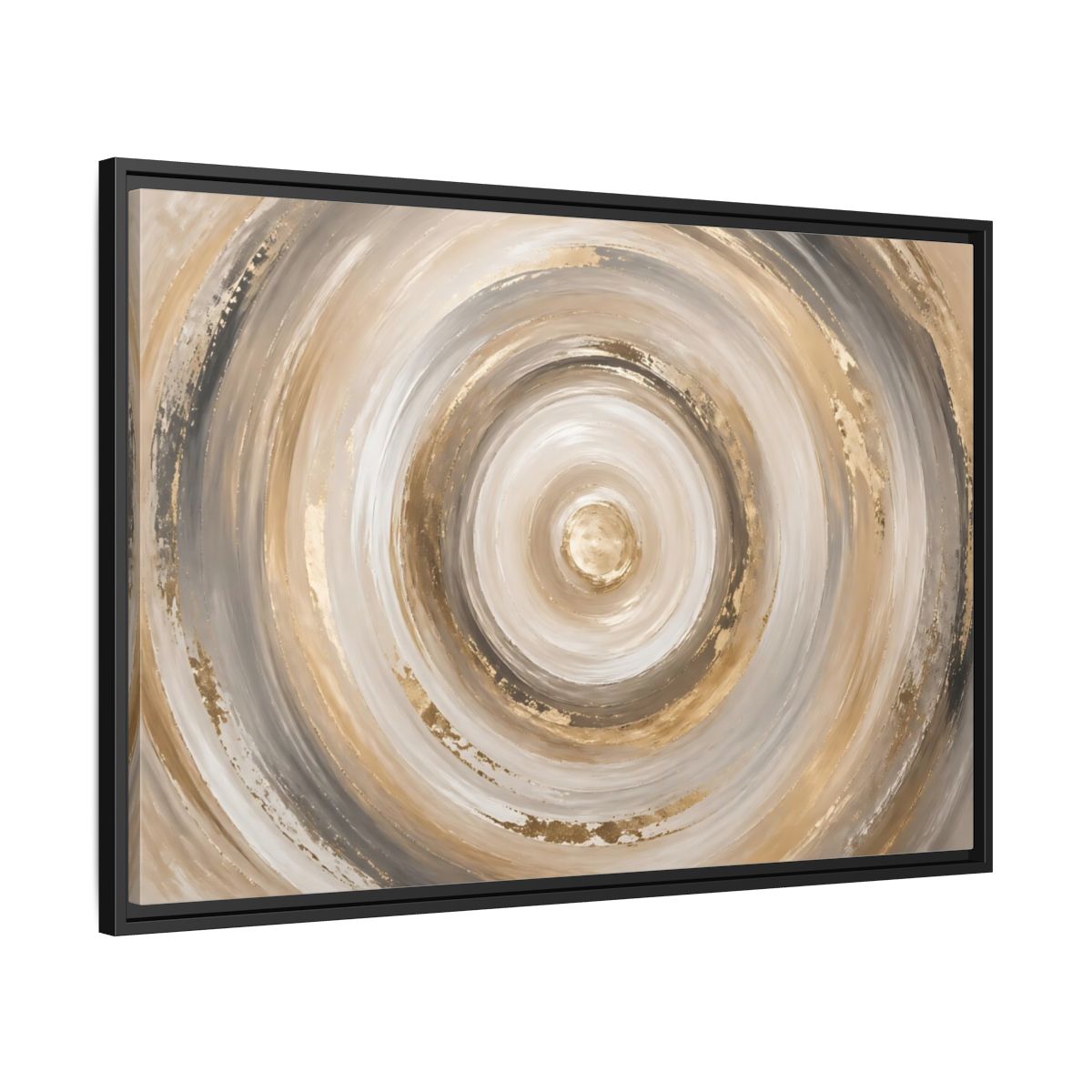 Side Mockup 13. Abstract Abstract Swirls Gold And Grey shown as stretched canvas wall art