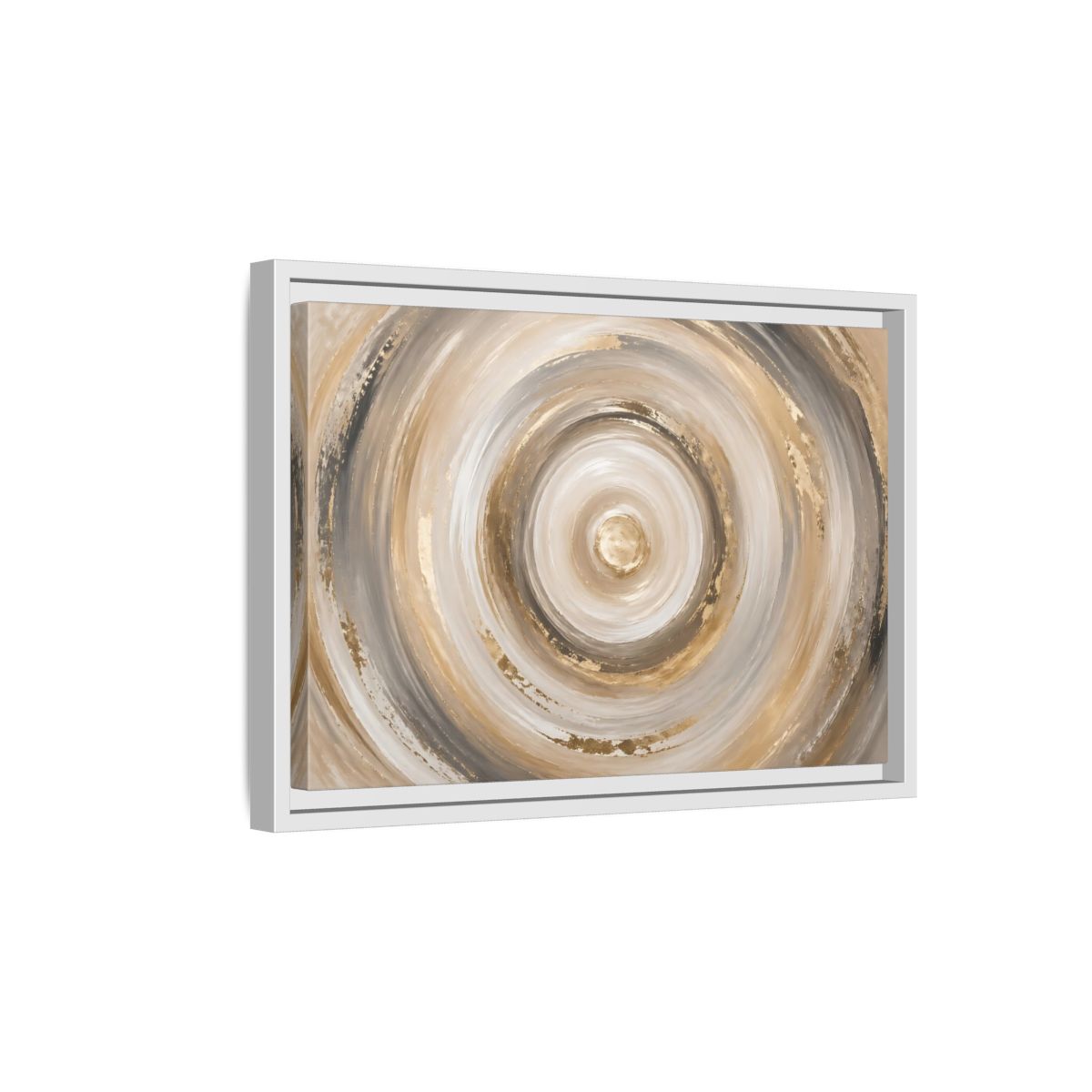Side Mockup 4. Abstract Abstract Swirls Gold And Grey shown as stretched canvas wall art