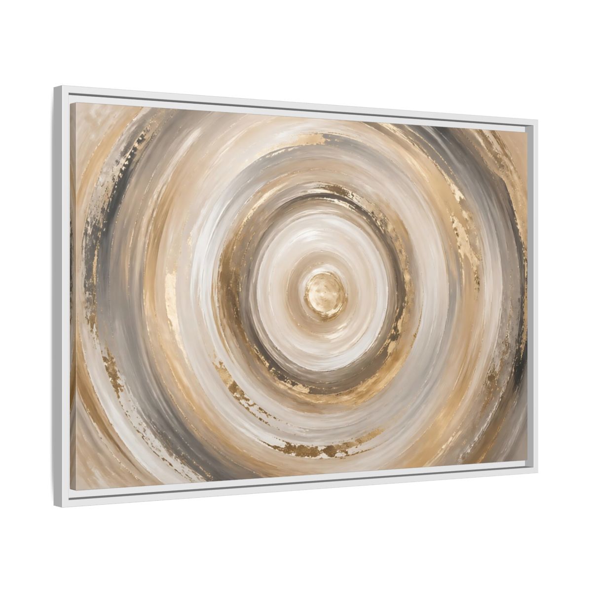 Side Mockup 9. Abstract Abstract Swirls Gold And Grey shown as stretched canvas wall art