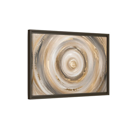 Side Mockup 2. Abstract Abstract Swirls Gold And Grey shown as stretched canvas wall art