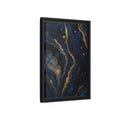 Side Mockup 6. Abstract Abstract Swirls Navy And Gold shown as stretched canvas wall art