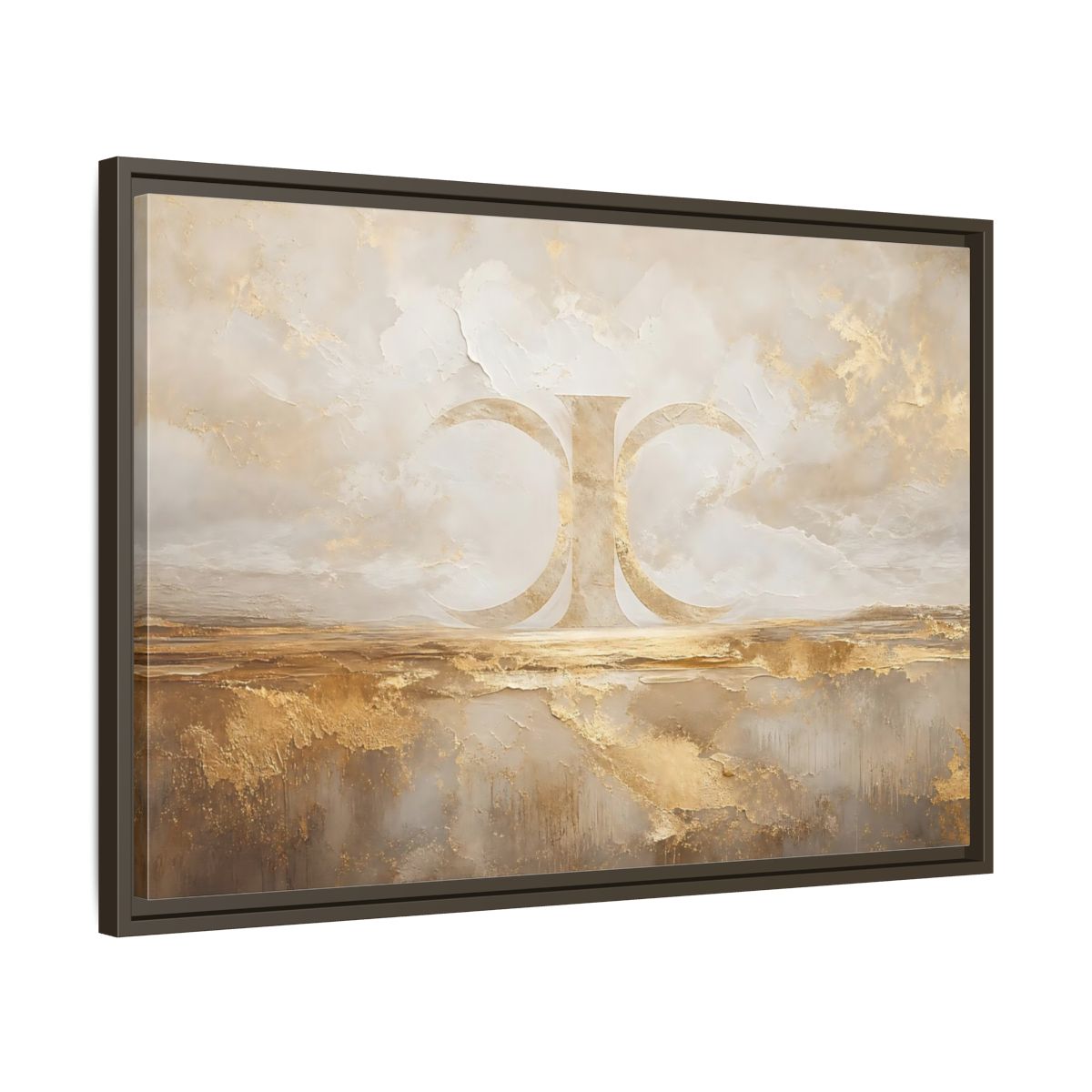 Side Mockup 11. Abstract Abstract Symbol Gold And Cream Abstract shown as stretched canvas wall art