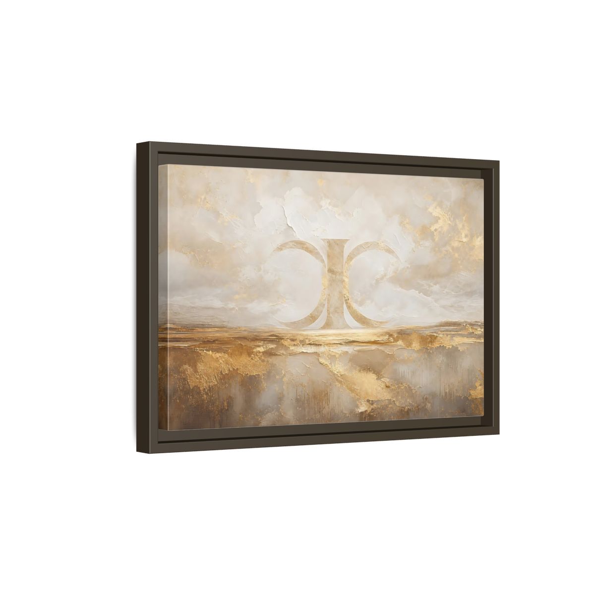 Side Mockup 5. Abstract Abstract Symbol Gold And Cream Abstract shown as stretched canvas wall art