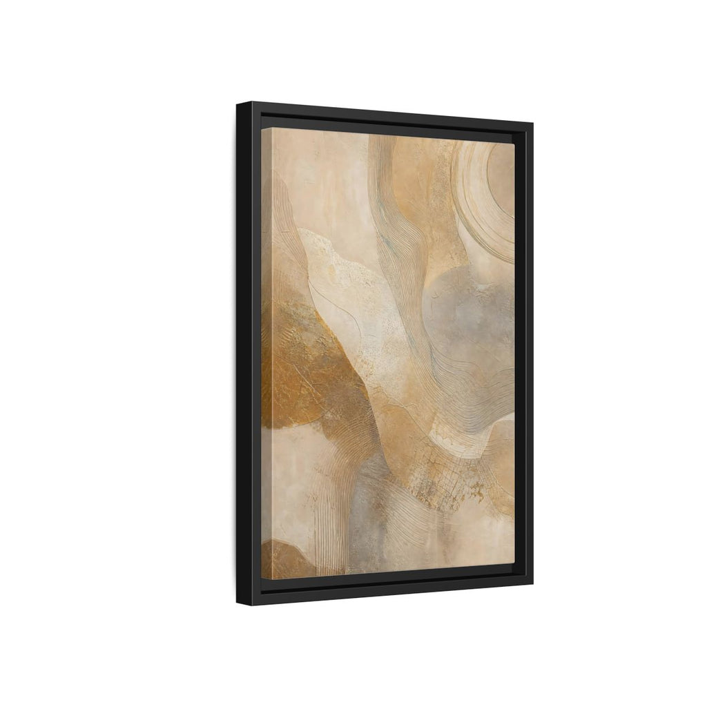 Side Mockup 6. Abstract Abstract Texture Beige And Gold shown as stretched canvas wall art