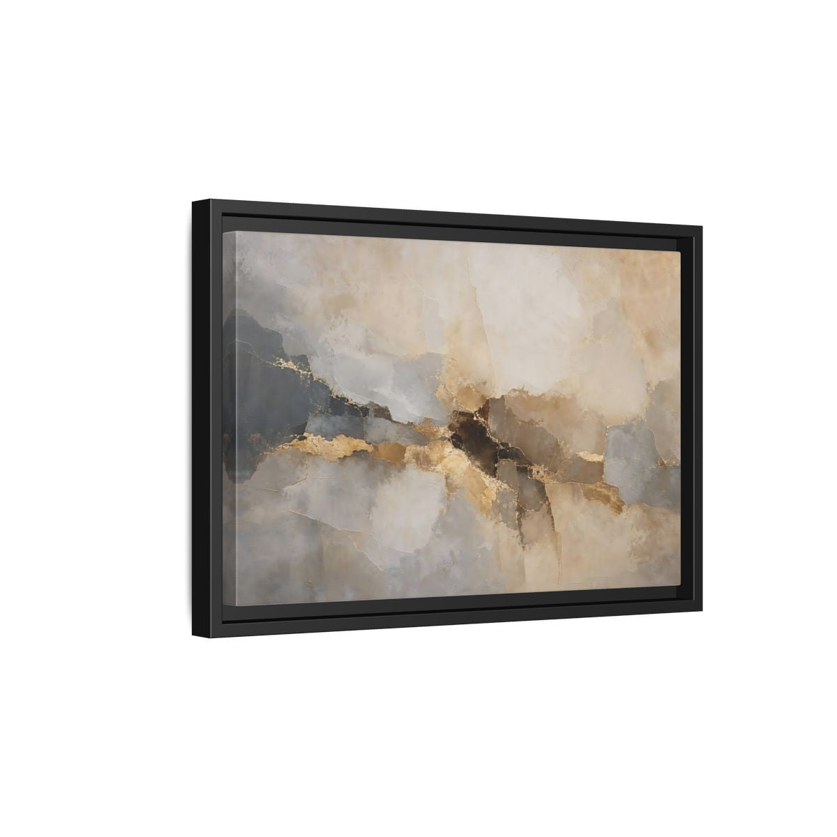 Side Mockup 6. Abstract Abstract Texture Gold And Gray Abstract shown as stretched canvas wall art