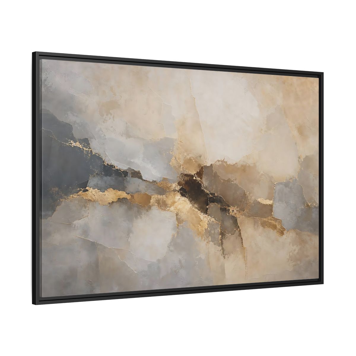 Side Mockup 12. Abstract Abstract Texture Gold And Gray Abstract shown as stretched canvas wall art