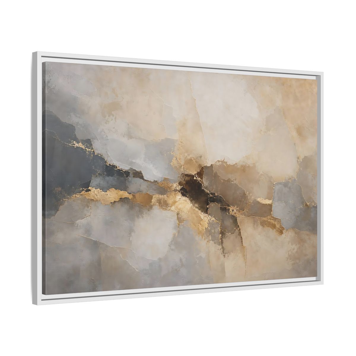 Side Mockup 9. Abstract Abstract Texture Gold And Gray Abstract shown as stretched canvas wall art