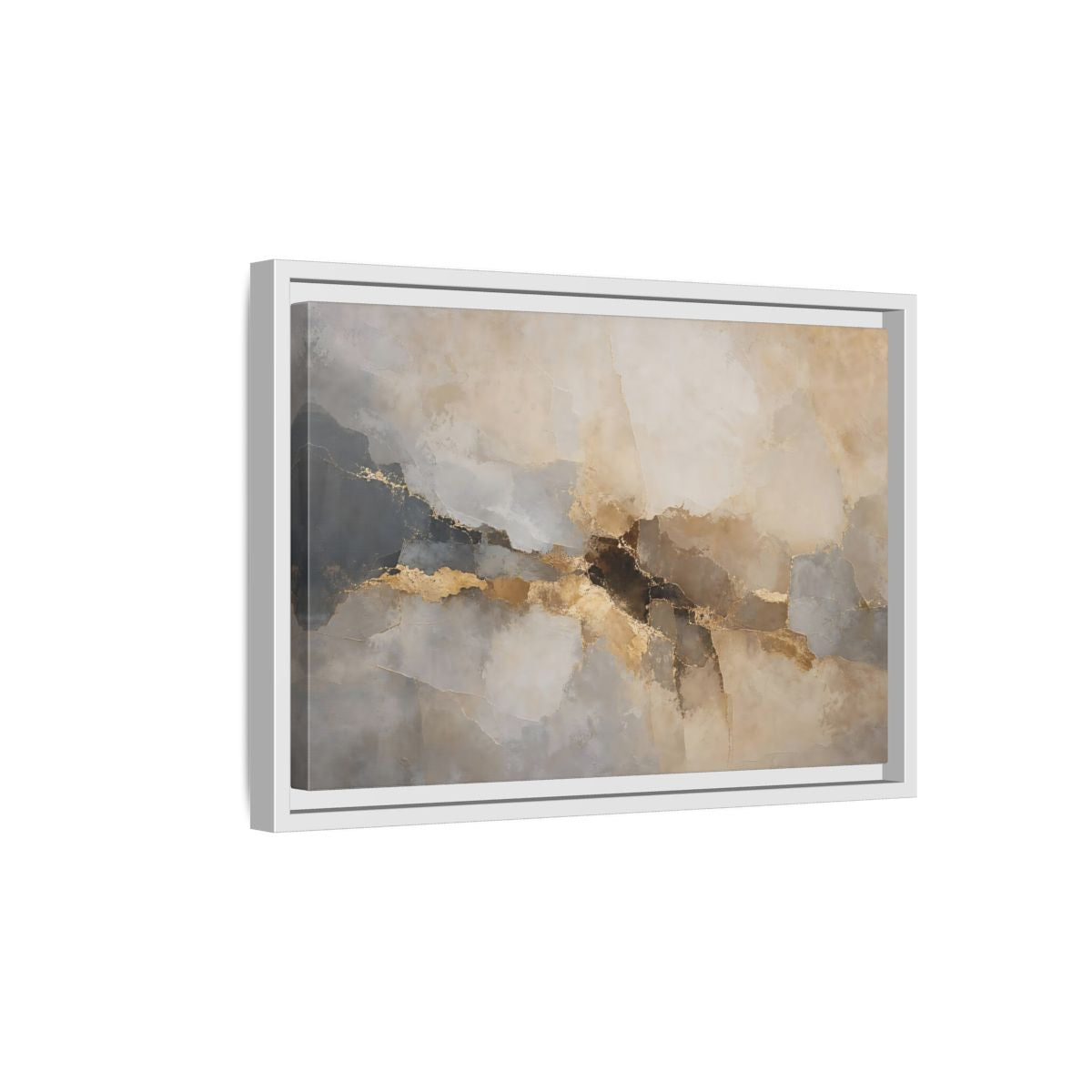 Side Mockup 4. Abstract Abstract Texture Gold And Gray Abstract shown as stretched canvas wall art