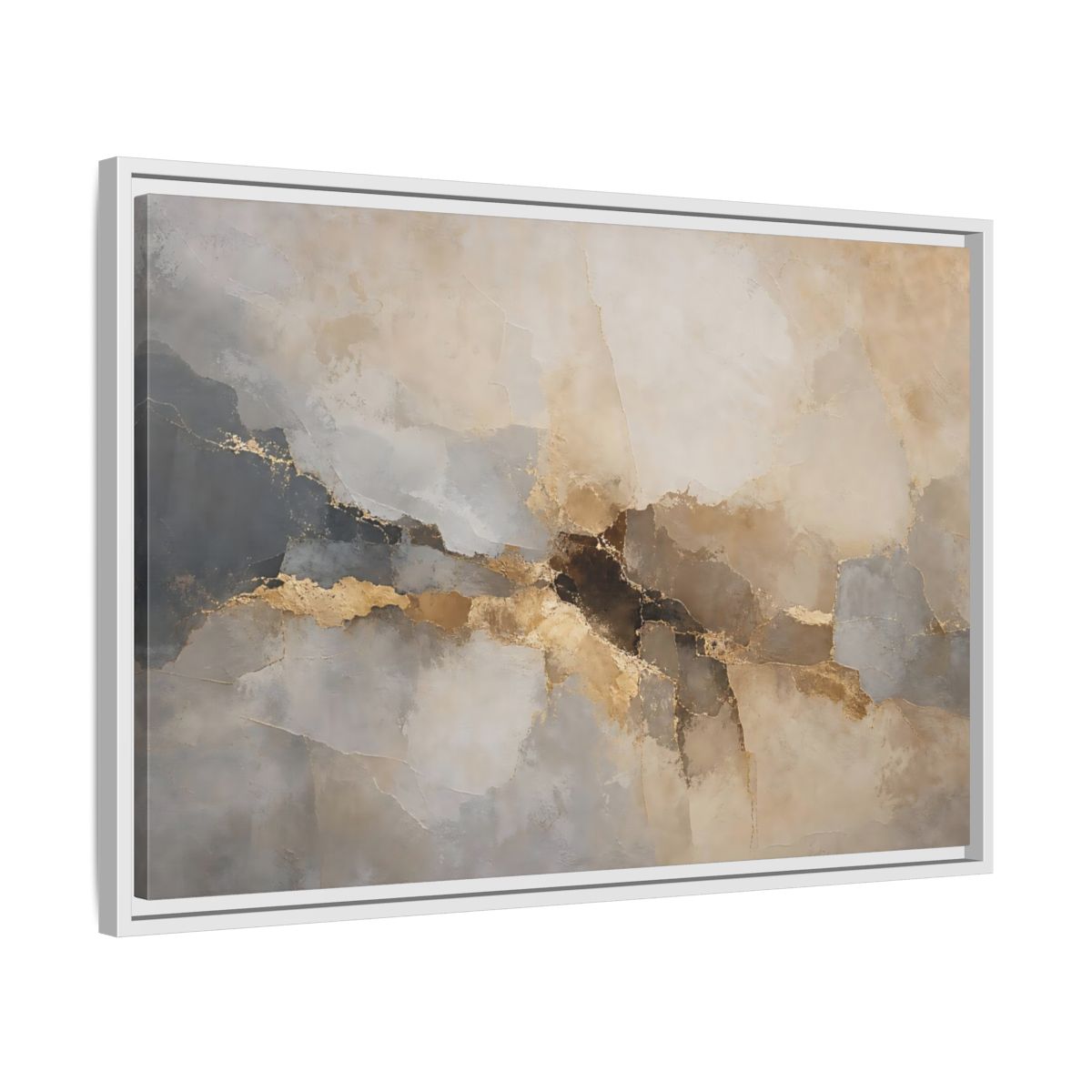 Side Mockup 10. Abstract Abstract Texture Gold And Gray Abstract shown as stretched canvas wall art
