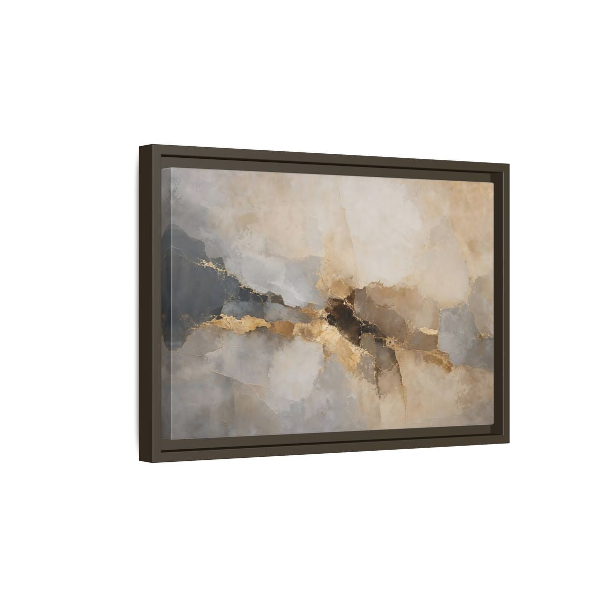 Side Mockup 5. Abstract Abstract Texture Gold And Gray Abstract shown as stretched canvas wall art