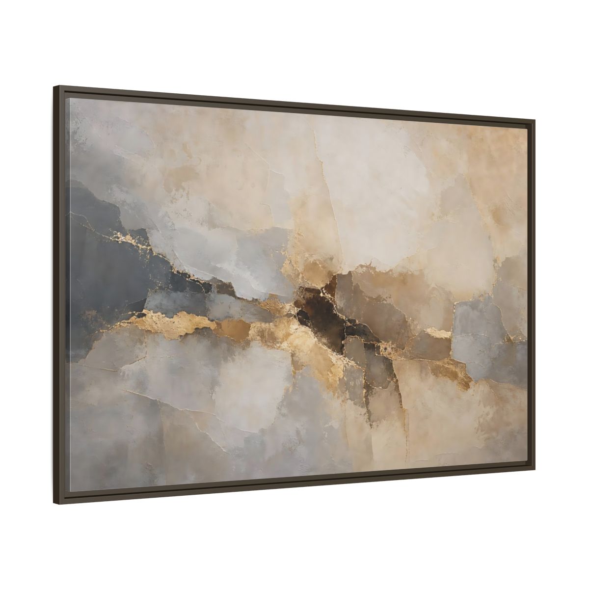 Side Mockup 8. Abstract Abstract Texture Gold And Gray Abstract shown as stretched canvas wall art