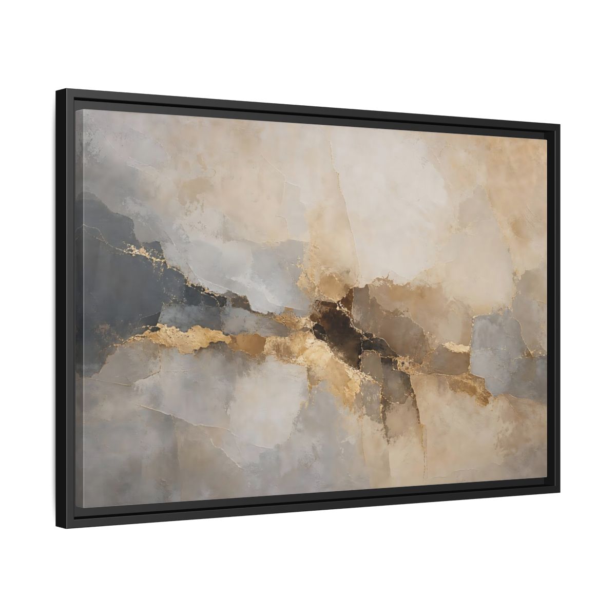 Side Mockup 14. Abstract Abstract Texture Gold And Gray Abstract shown as stretched canvas wall art