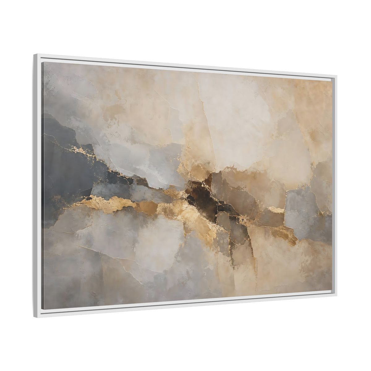 Side Mockup 7. Abstract Abstract Texture Gold And Gray Abstract shown as stretched canvas wall art