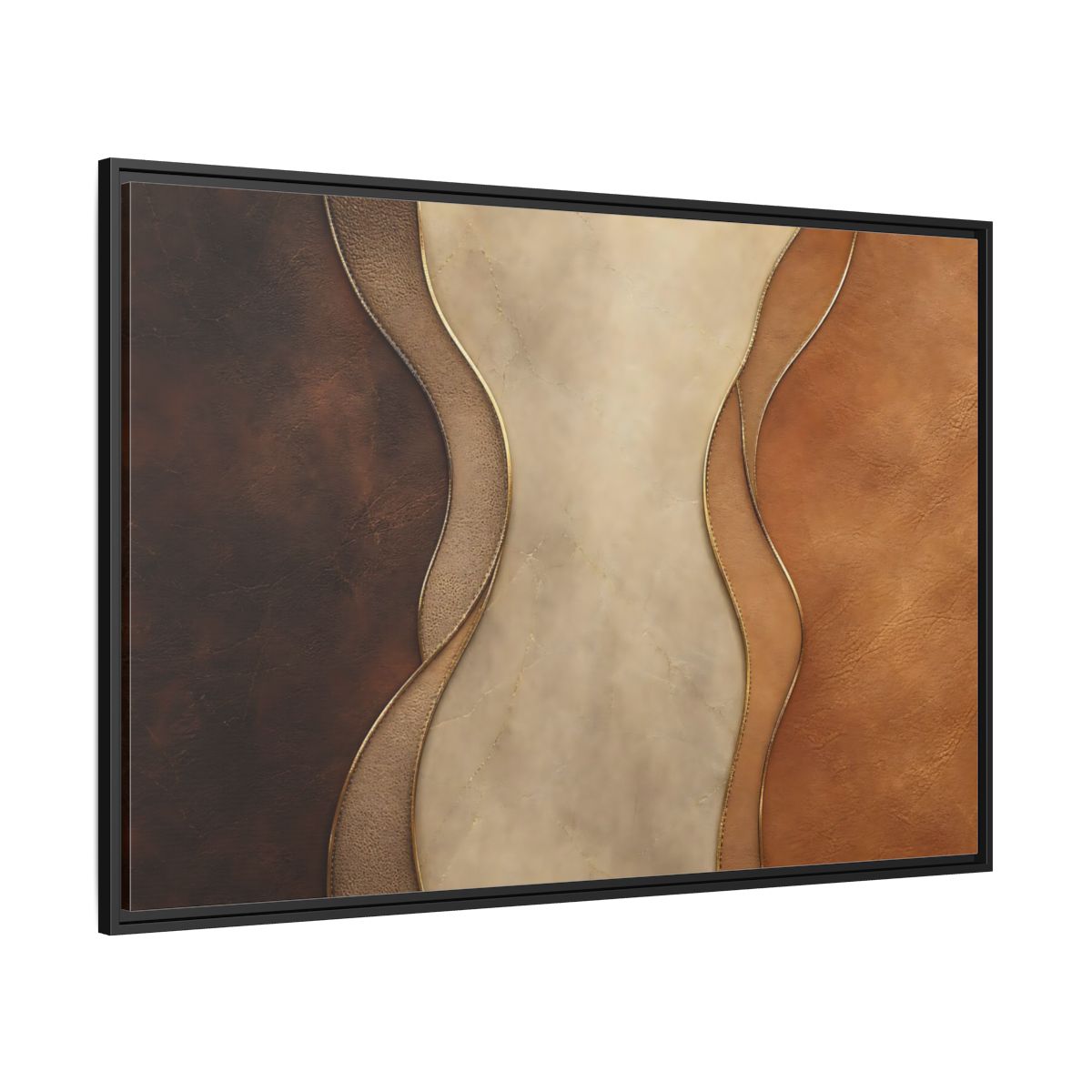 Side Mockup 12. Abstract Textured Layers Brown Beige Gold shown as stretched canvas wall art