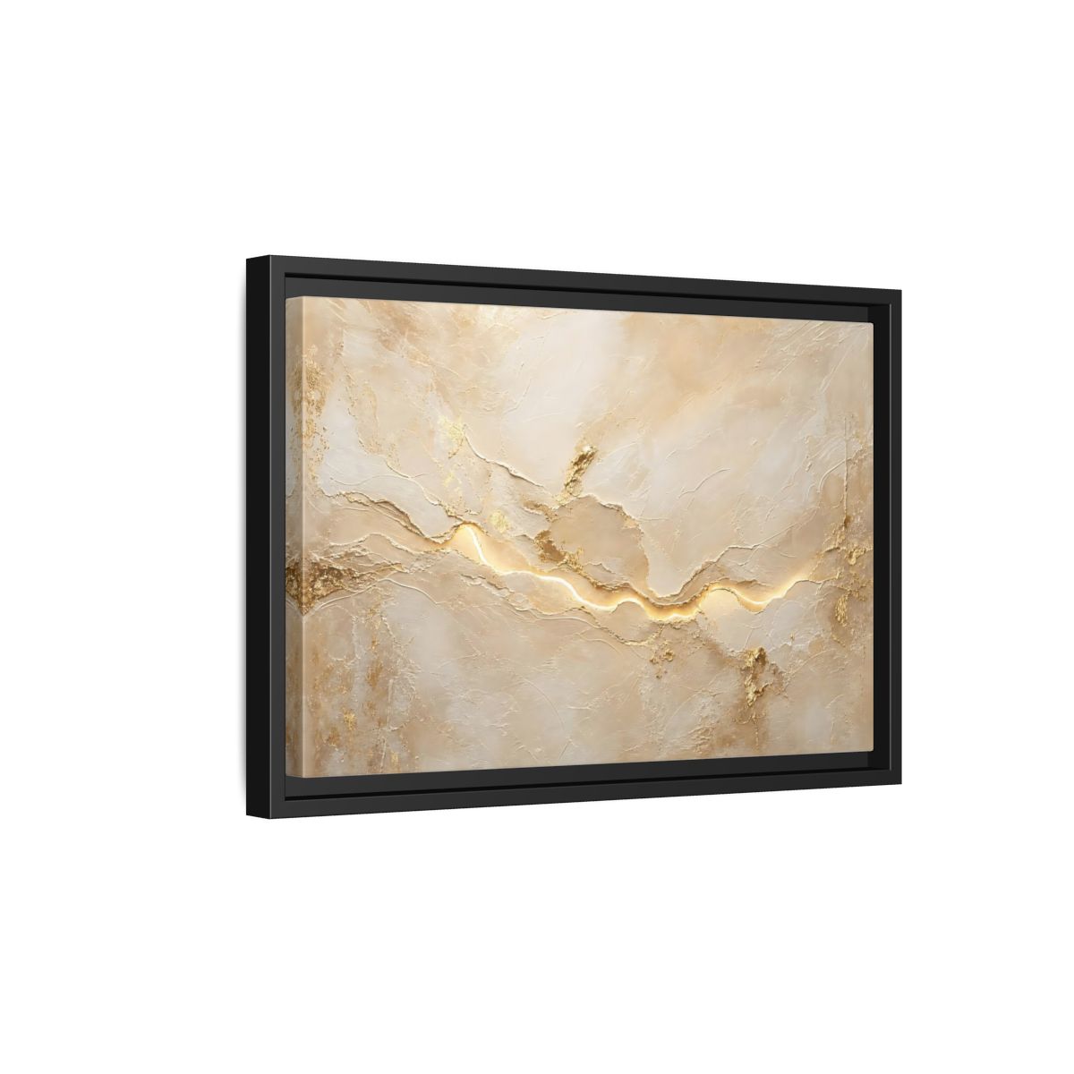 Side Mockup 6. Abstract Textured Surface Gold And Beige Abstract shown as stretched canvas wall art