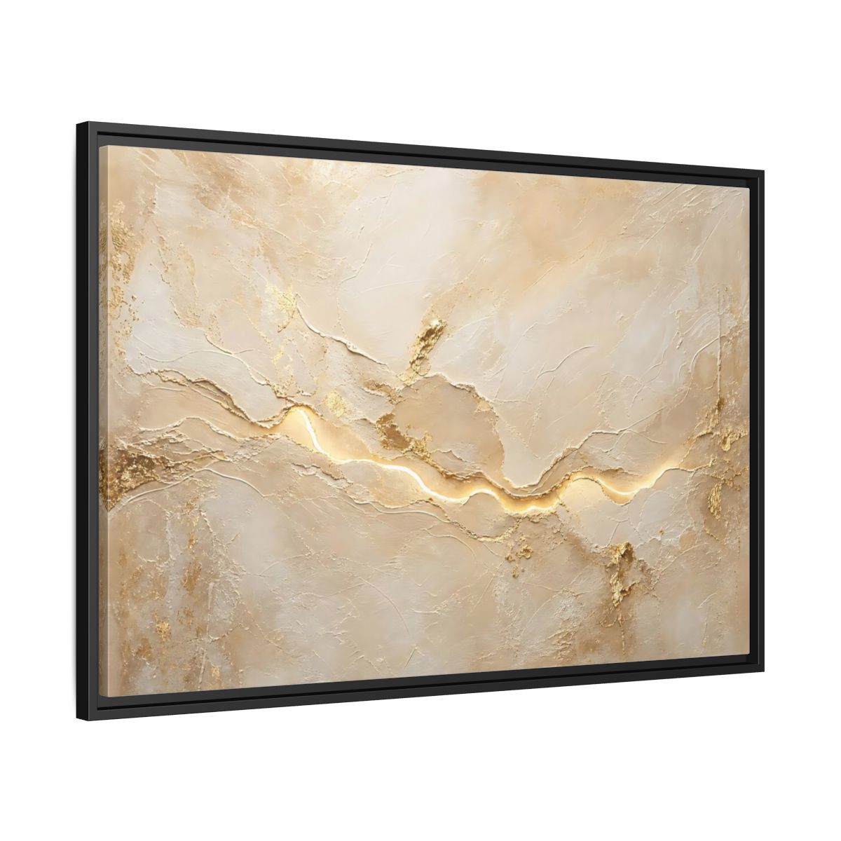 Side Mockup 13. Abstract Textured Surface Gold And Beige Abstract shown as stretched canvas wall art