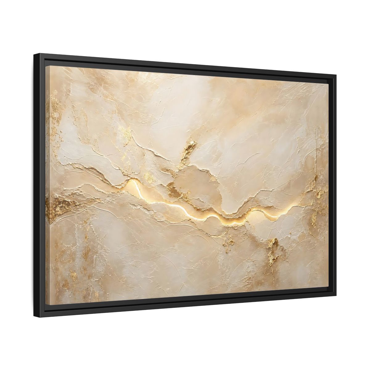 Side Mockup 14. Abstract Textured Surface Gold And Beige Abstract shown as stretched canvas wall art