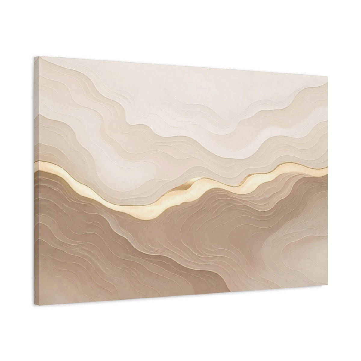 Main Mockup. Abstract Topographic Gold Wave shown as canvas print
