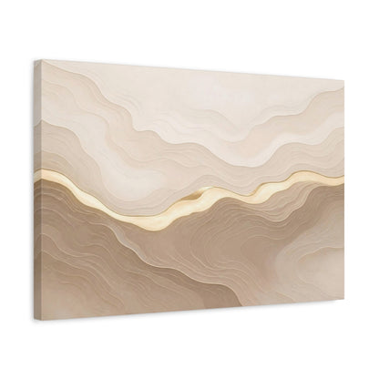 Side Mockup 3. Abstract Topographic Gold Wave shown as canvas print