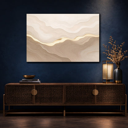 Mockup 4. Abstract Topographic Gold Wave shown as canvas print