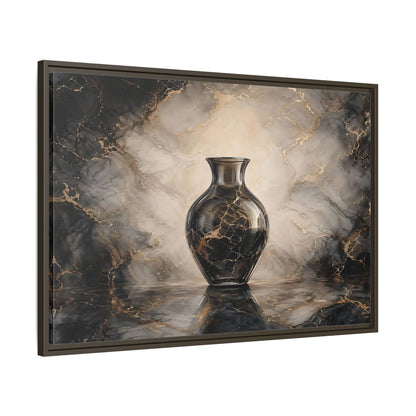 Main Mockup. Abstract Vase Black Gold Marble shown as stretched canvas wall art