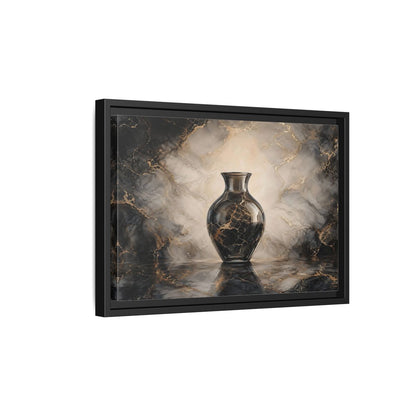 Side Mockup 6. Abstract Vase Black Gold Marble shown as stretched canvas wall art